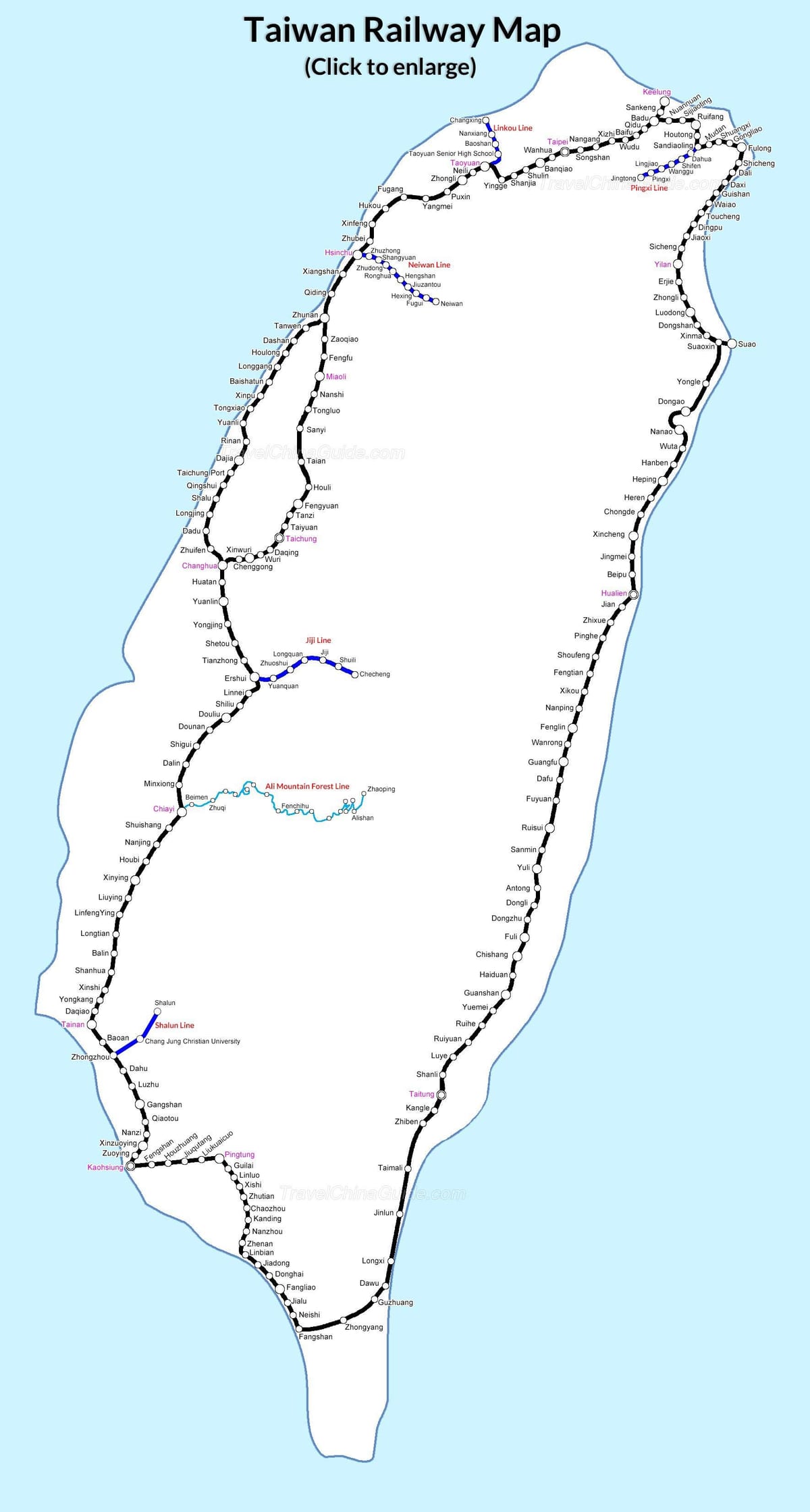 Tayvan dəmir yolu vağzalı xəritə