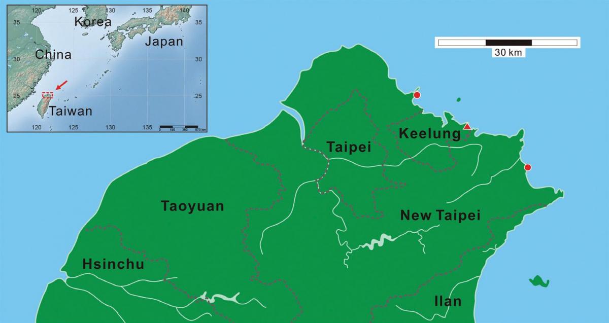 şimalda Tayvan xəritə